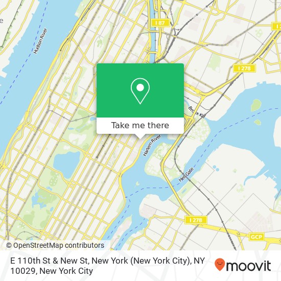 E 110th St & New St, New York (New York City), NY 10029 map