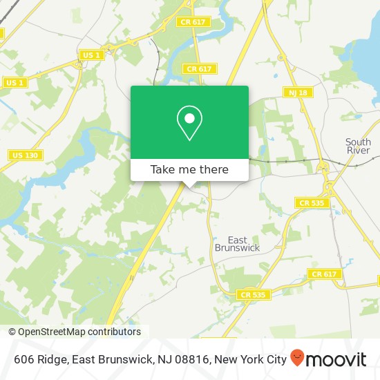 Mapa de 606 Ridge, East Brunswick, NJ 08816