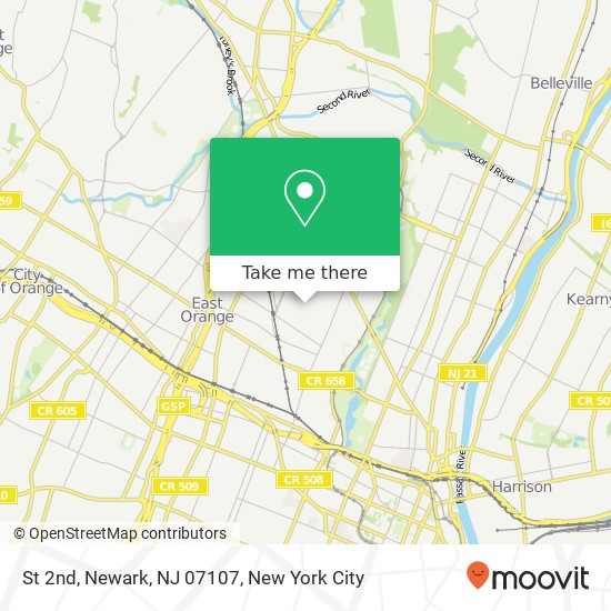 Mapa de St 2nd, Newark, NJ 07107