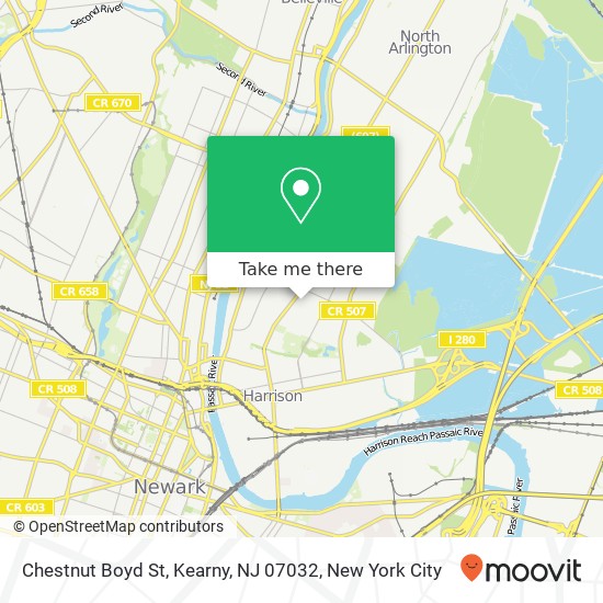 Mapa de Chestnut Boyd St, Kearny, NJ 07032