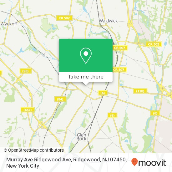 Mapa de Murray Ave Ridgewood Ave, Ridgewood, NJ 07450