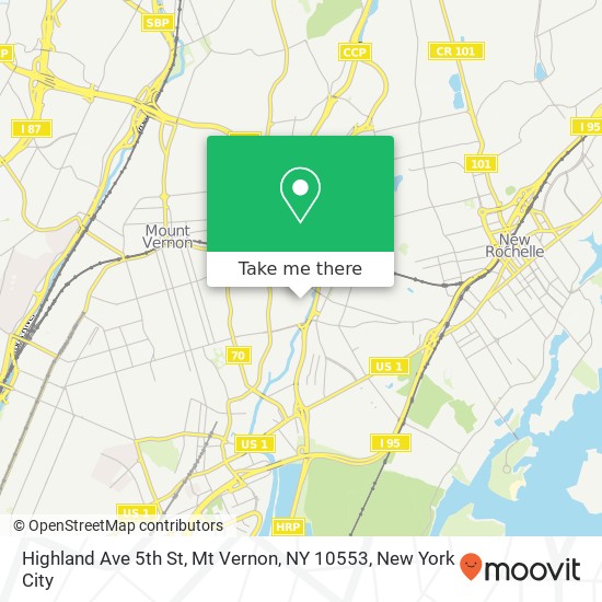 Mapa de Highland Ave 5th St, Mt Vernon, NY 10553