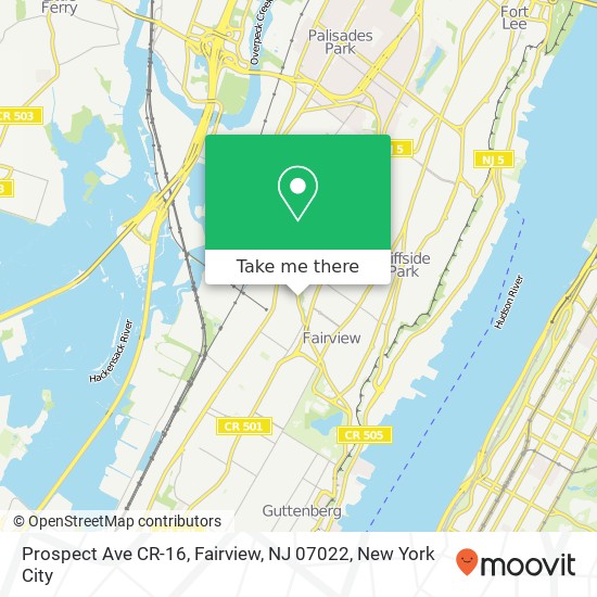 Prospect Ave CR-16, Fairview, NJ 07022 map
