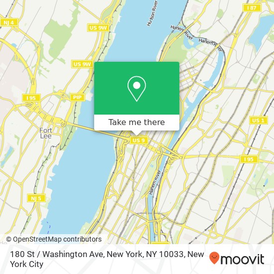 Mapa de 180 St / Washington Ave, New York, NY 10033