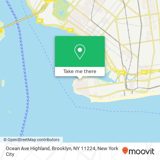Mapa de Ocean Ave Highland, Brooklyn, NY 11224