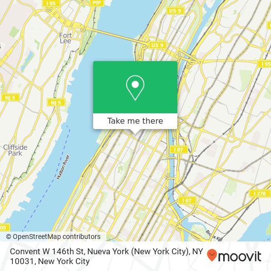 Mapa de Convent W 146th St, Nueva York (New York City), NY 10031