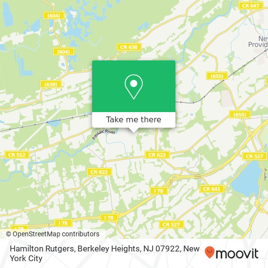 Mapa de Hamilton Rutgers, Berkeley Heights, NJ 07922