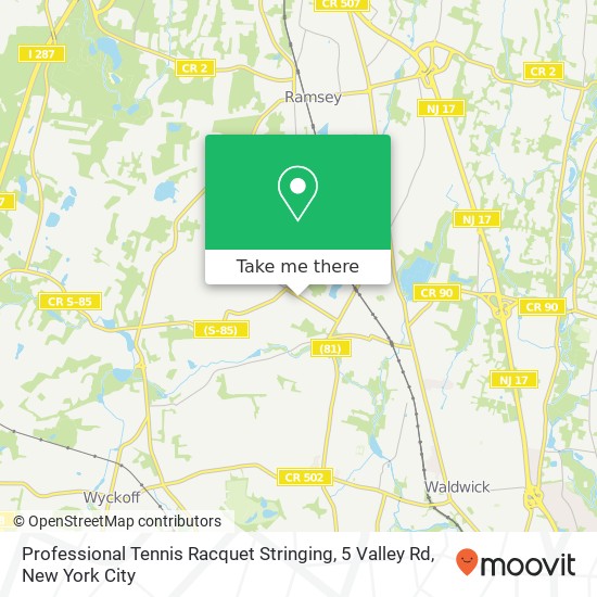 Mapa de Professional Tennis Racquet Stringing, 5 Valley Rd