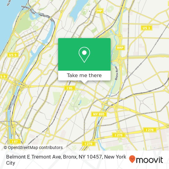 Mapa de Belmont E Tremont Ave, Bronx, NY 10457