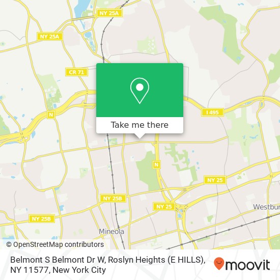 Mapa de Belmont S Belmont Dr W, Roslyn Heights (E HILLS), NY 11577