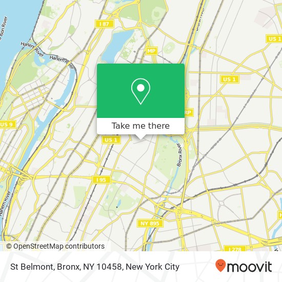 Mapa de St Belmont, Bronx, NY 10458