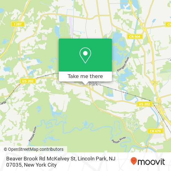 Mapa de Beaver Brook Rd McKelvey St, Lincoln Park, NJ 07035