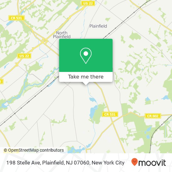 Mapa de 198 Stelle Ave, Plainfield, NJ 07060
