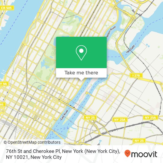 76th St and Cherokee Pl, New York (New York City), NY 10021 map