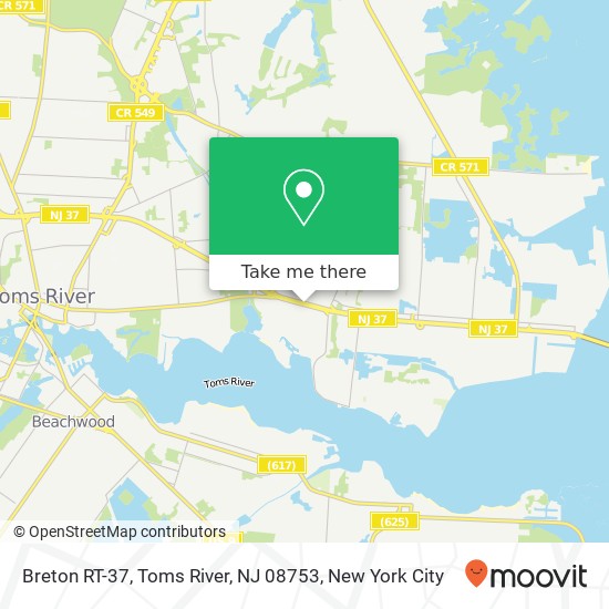 Mapa de Breton RT-37, Toms River, NJ 08753