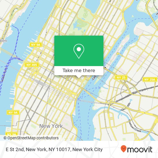 E St 2nd, New York, NY 10017 map