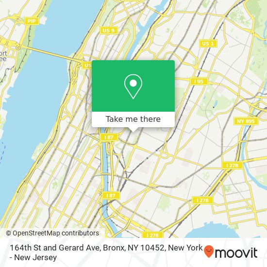 Mapa de 164th St and Gerard Ave, Bronx, NY 10452