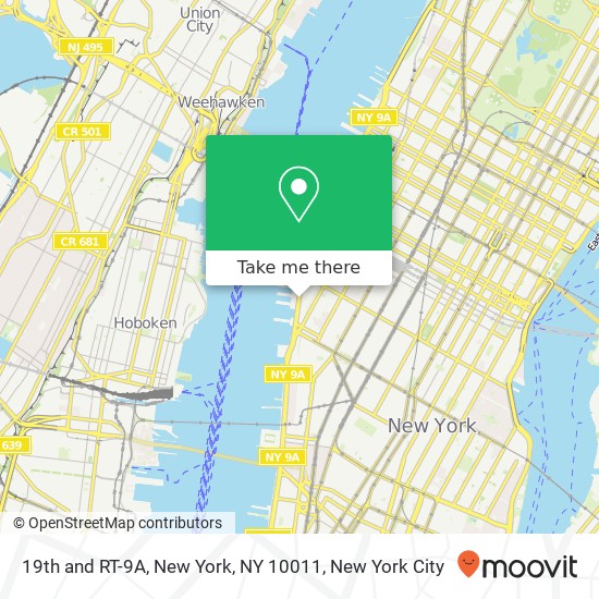 Mapa de 19th and RT-9A, New York, NY 10011