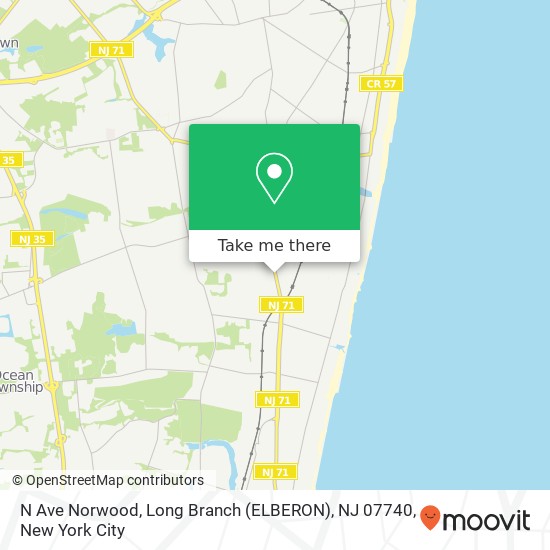 Mapa de N Ave Norwood, Long Branch (ELBERON), NJ 07740