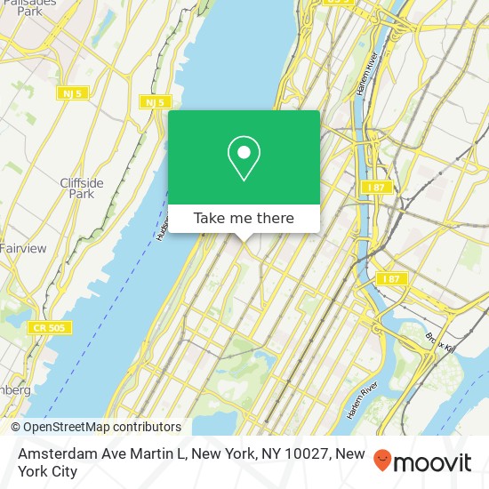 Mapa de Amsterdam Ave Martin L, New York, NY 10027