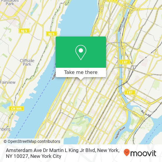 Mapa de Amsterdam Ave Dr Martin L King Jr Blvd, New York, NY 10027