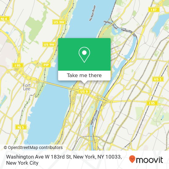 Washington Ave W 183rd St, New York, NY 10033 map