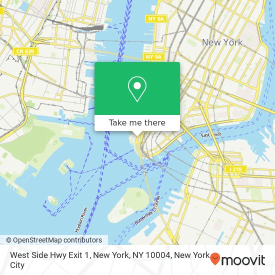 West Side Hwy Exit 1, New York, NY 10004 map