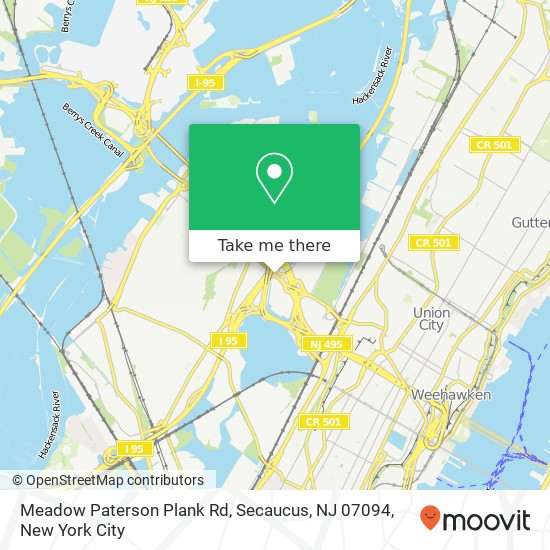 Mapa de Meadow Paterson Plank Rd, Secaucus, NJ 07094