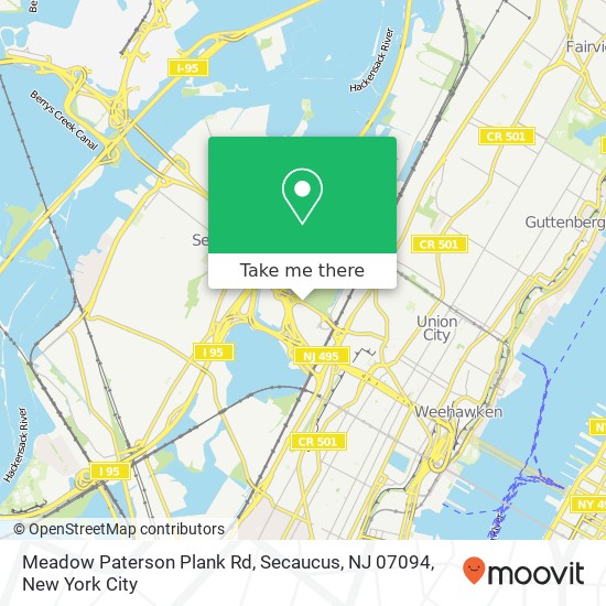 Mapa de Meadow Paterson Plank Rd, Secaucus, NJ 07094