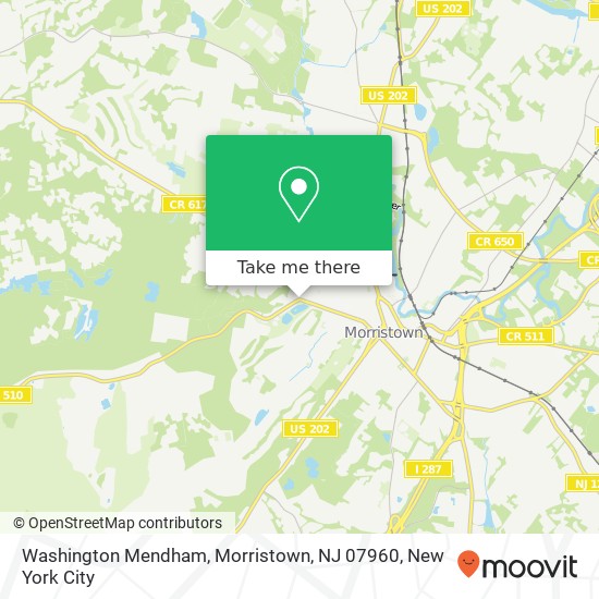 Mapa de Washington Mendham, Morristown, NJ 07960