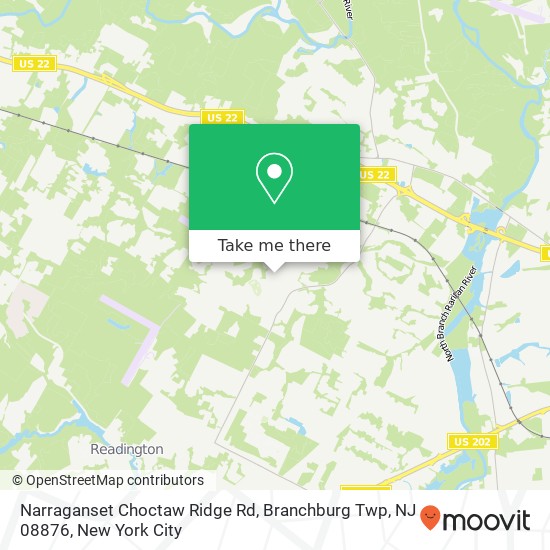 Mapa de Narraganset Choctaw Ridge Rd, Branchburg Twp, NJ 08876