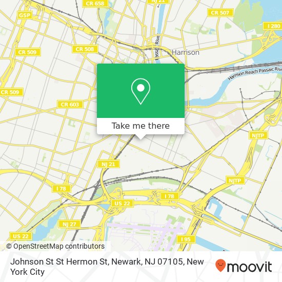 Johnson St St Hermon St, Newark, NJ 07105 map
