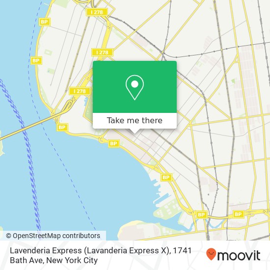 Mapa de Lavenderia Express (Lavanderia Express X), 1741 Bath Ave