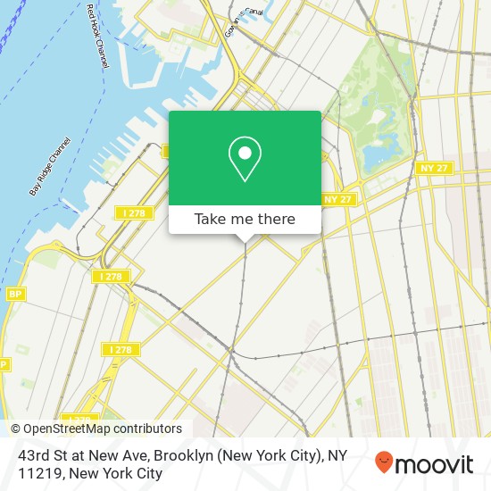 Mapa de 43rd St at New Ave, Brooklyn (New York City), NY 11219
