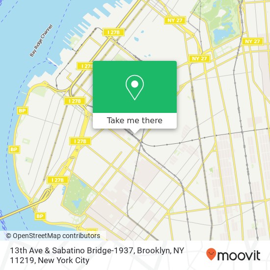 Mapa de 13th Ave & Sabatino Bridge-1937, Brooklyn, NY 11219