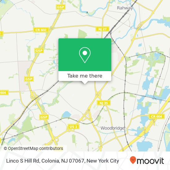 Mapa de Linco S Hill Rd, Colonia, NJ 07067