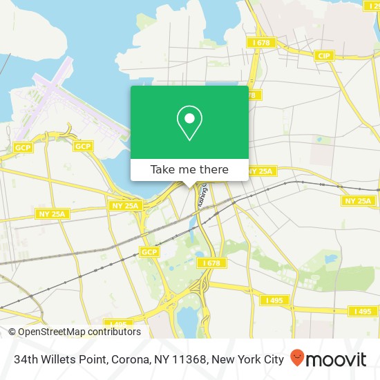 Mapa de 34th Willets Point, Corona, NY 11368