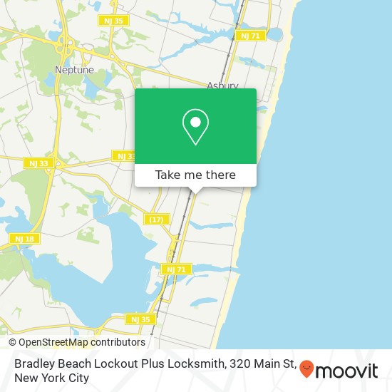 Mapa de Bradley Beach Lockout Plus Locksmith, 320 Main St