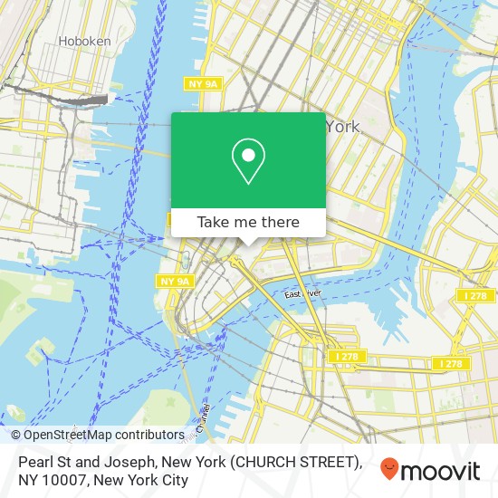 Pearl St and Joseph, New York (CHURCH STREET), NY 10007 map