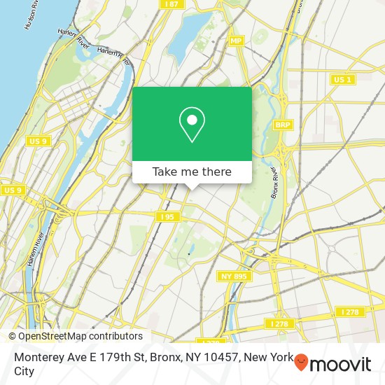 Monterey Ave E 179th St, Bronx, NY 10457 map