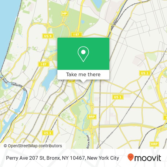 Mapa de Perry Ave 207 St, Bronx, NY 10467