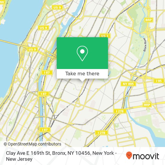 Mapa de Clay Ave E 169th St, Bronx, NY 10456