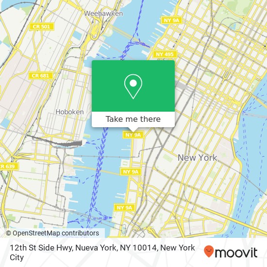 Mapa de 12th St Side Hwy, Nueva York, NY 10014
