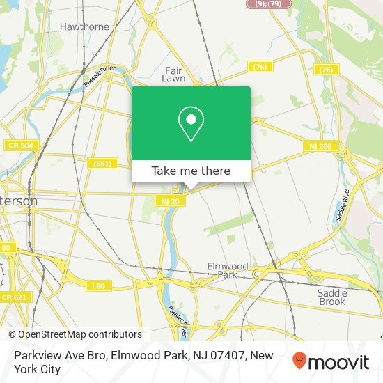 Mapa de Parkview Ave Bro, Elmwood Park, NJ 07407