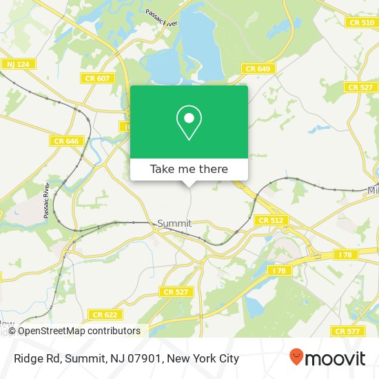 Ridge Rd, Summit, NJ 07901 map