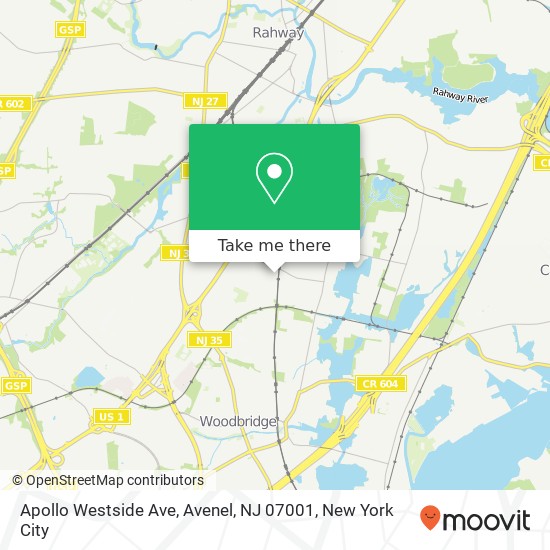 Mapa de Apollo Westside Ave, Avenel, NJ 07001