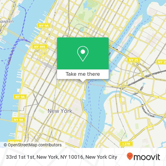 Mapa de 33rd 1st 1st, New York, NY 10016