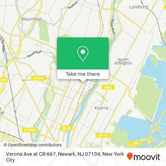 Mapa de Verona Ave at CR-667, Newark, NJ 07104