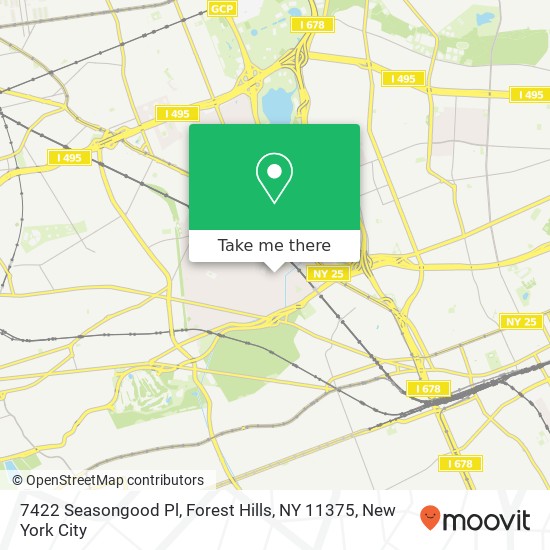 Mapa de 7422 Seasongood Pl, Forest Hills, NY 11375