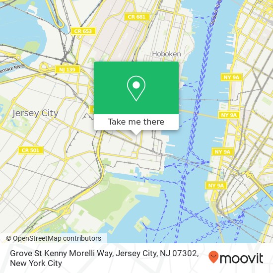 Mapa de Grove St Kenny Morelli Way, Jersey City, NJ 07302